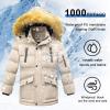 imageWULFUL Boys Winter Coat Waterproof Fleece Lined Parka Jackets Kids Hooded Puffer OuterwearKhaki