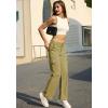 imageWULFUL Cargo Pants for Women High Waisted Casual Pants Straight Stretchy Wide Leg Y2K Streetwear with 6 PocketsArmy Green