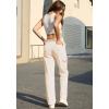 imageWULFUL Cargo Pants for Women High Waisted Casual Pants Straight Stretchy Wide Leg Y2K Streetwear with 6 PocketsBeige