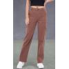 imageWULFUL Cargo Pants for Women High Waisted Casual Pants Straight Stretchy Wide Leg Y2K Streetwear with 6 PocketsBrown
