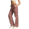 imageWULFUL Cargo Pants for Women High Waisted Casual Pants Straight Stretchy Wide Leg Y2K Streetwear with 6 PocketsBrown