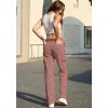 imageWULFUL Cargo Pants for Women High Waisted Casual Pants Straight Stretchy Wide Leg Y2K Streetwear with 6 PocketsBrown