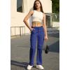 imageWULFUL Cargo Pants for Women High Waisted Casual Pants Straight Stretchy Wide Leg Y2K Streetwear with 6 PocketsNavy Blue