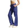 imageWULFUL Cargo Pants for Women High Waisted Casual Pants Straight Stretchy Wide Leg Y2K Streetwear with 6 PocketsNavy Blue