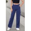 imageWULFUL Cargo Pants for Women High Waisted Casual Pants Straight Stretchy Wide Leg Y2K Streetwear with 6 PocketsNavy Blue