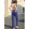 imageWULFUL Cargo Pants for Women High Waisted Casual Pants Straight Stretchy Wide Leg Y2K Streetwear with 6 PocketsNavy Blue