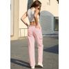 imageWULFUL Cargo Pants for Women High Waisted Casual Pants Straight Stretchy Wide Leg Y2K Streetwear with 6 PocketsPink