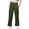 imageWULFUL Girls Cargo Sweatpants Wide Leg Fleece Lined Casual Pants for Girl Fall Winter Baggy High Waisted Pants with PocketsArmy Green