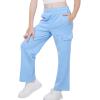 imageWULFUL Girls Cargo Sweatpants Wide Leg Fleece Lined Casual Pants for Girl Fall Winter Baggy High Waisted Pants with PocketsBlue