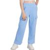 imageWULFUL Girls Cargo Sweatpants Wide Leg Fleece Lined Casual Pants for Girl Fall Winter Baggy High Waisted Pants with PocketsBlue