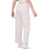 imageWULFUL Girls Cargo Sweatpants Wide Leg Fleece Lined Casual Pants for Girl Fall Winter Baggy High Waisted Pants with PocketsCream