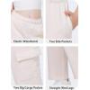 imageWULFUL Girls Cargo Sweatpants Wide Leg Fleece Lined Casual Pants for Girl Fall Winter Baggy High Waisted Pants with PocketsCream