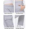 imageWULFUL Girls Cargo Sweatpants Wide Leg Fleece Lined Casual Pants for Girl Fall Winter Baggy High Waisted Pants with PocketsGrey