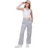 imageWULFUL Girls Cargo Sweatpants Wide Leg Fleece Lined Casual Pants for Girl Fall Winter Baggy High Waisted Pants with PocketsGrey