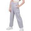 imageWULFUL Girls Cargo Sweatpants Wide Leg Fleece Lined Casual Pants for Girl Fall Winter Baggy High Waisted Pants with PocketsGrey