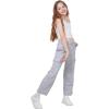 imageWULFUL Girls Cargo Sweatpants Wide Leg Fleece Lined Casual Pants for Girl Fall Winter Baggy High Waisted Pants with PocketsGrey
