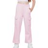 imageWULFUL Girls Cargo Sweatpants Wide Leg Fleece Lined Casual Pants for Girl Fall Winter Baggy High Waisted Pants with PocketsPink