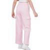 imageWULFUL Girls Cargo Sweatpants Wide Leg Fleece Lined Casual Pants for Girl Fall Winter Baggy High Waisted Pants with PocketsPink