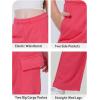imageWULFUL Girls Cargo Sweatpants Wide Leg Fleece Lined Casual Pants for Girl Fall Winter Baggy High Waisted Pants with PocketsRose Pink