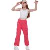 imageWULFUL Girls Cargo Sweatpants Wide Leg Fleece Lined Casual Pants for Girl Fall Winter Baggy High Waisted Pants with PocketsRose Pink