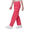 imageWULFUL Girls Cargo Sweatpants Wide Leg Fleece Lined Casual Pants for Girl Fall Winter Baggy High Waisted Pants with PocketsRose Pink