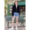 imageWULFUL Girls Casual Zipper up Sweatshirts Crop Jackets for TeensBlack