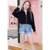 imageWULFUL Girls Casual Zipper up Sweatshirts Crop Jackets for TeensBlack