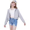 imageWULFUL Girls Casual Zipper up Sweatshirts Crop Jackets for TeensLight Grey