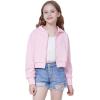 imageWULFUL Girls Casual Zipper up Sweatshirts Crop Jackets for TeensPink