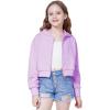 imageWULFUL Girls Casual Zipper up Sweatshirts Crop Jackets for TeensPurple