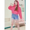 imageWULFUL Girls Casual Zipper up Sweatshirts Crop Jackets for TeensRose Red