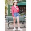 imageWULFUL Girls Casual Zipper up Sweatshirts Crop Jackets for TeensRose Red
