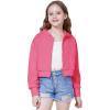 imageWULFUL Girls Casual Zipper up Sweatshirts Crop Jackets for TeensRose Red