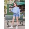 imageWULFUL Girls Casual Zipper up Sweatshirts Crop Jackets for TeensSky Blue