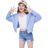 imageWULFUL Girls Casual Zipper up Sweatshirts Crop Jackets for TeensSky Blue