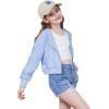 imageWULFUL Girls Casual Zipper up Sweatshirts Crop Jackets for TeensSky Blue