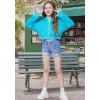 imageWULFUL Girls Casual Zipper up Sweatshirts Crop Jackets for TeensTeal Blue