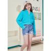imageWULFUL Girls Casual Zipper up Sweatshirts Crop Jackets for TeensTeal Blue