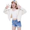 imageWULFUL Girls Casual Zipper up Sweatshirts Crop Jackets for TeensWhite