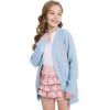 imageWULFUL Girls Long Sleeve Cardigan Kids Casual Open Front Oversized Sweater with PocketsBlue