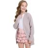 imageWULFUL Girls Long Sleeve Cardigan Kids Casual Open Front Oversized Sweater with PocketsGrey