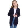 imageWULFUL Girls Long Sleeve Cardigan Kids Casual Open Front Oversized Sweater with PocketsNavy