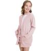 imageWULFUL Girls Long Sleeve Cardigan Kids Casual Open Front Oversized Sweater with PocketsPink