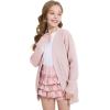 imageWULFUL Girls Long Sleeve Cardigan Kids Casual Open Front Oversized Sweater with PocketsPink
