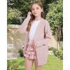 imageWULFUL Girls Long Sleeve Cardigan Kids Casual Open Front Oversized Sweater with PocketsPink