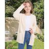 imageWULFUL Girls Long Sleeve Cardigan Kids Casual Open Front Oversized Sweater with PocketsWhite