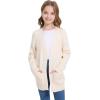 imageWULFUL Girls Long Sleeve Cardigan Kids Casual Open Front Oversized Sweater with PocketsWhite