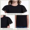 imageWULFUL Girls Shirts Fashion Cotton Summer Short Sleeve Tops Casual TShirts 415 Years OldBlack