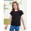 imageWULFUL Girls Shirts Fashion Cotton Summer Short Sleeve Tops Casual TShirts 415 Years OldBlack