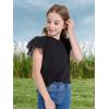 imageWULFUL Girls Shirts Fashion Cotton Summer Short Sleeve Tops Casual TShirts 415 Years OldBlack